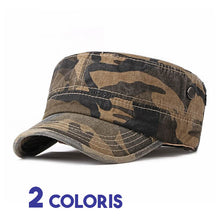 Casquette Armée motif camouflage marron 3/4 face sur fond blanc avec marqué deux coloris