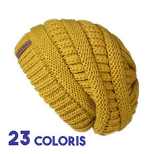 Bonnet Court Bohème jaune moutarde sur fond blanc avec marqué ving trois coloris