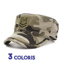 Casquette Armée camouflage patch US 3/4 face sur fond blanc avec marqué trois coloris