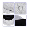 Différents détails d'une Casquette Gavroche gris clair avec plusieurs vues sur fond blanc