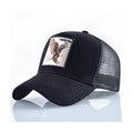Casquette Trucker noir broderie aigle marqué freedom 3/4 face sur fond blanc