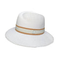 Chapeau Panama couleur blanc galon blanc marron 3/4 face sur fond blanc