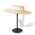 Chapeau provençal paille avec ruban disposé en galon sur le devant de la capeline